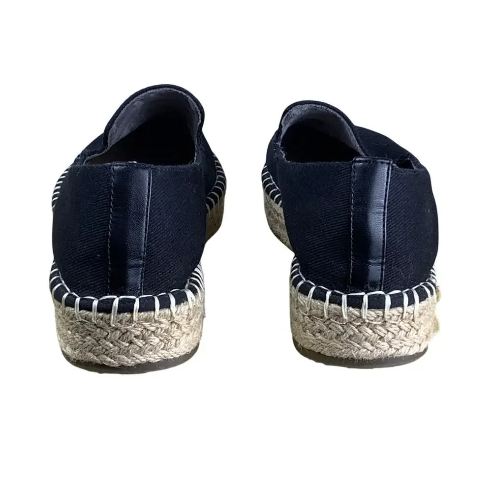 Joie Cara Womens 8 Black Canvas Espadrilles Slip On Flats Casual